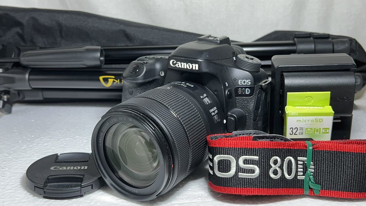 ◆美品◆Canon キャノンEOS 80D 18-135mm IS USM デジタル 一眼レフ レンズキット 32GBメモリ 三脚 6ヶ月動作保証_画像1