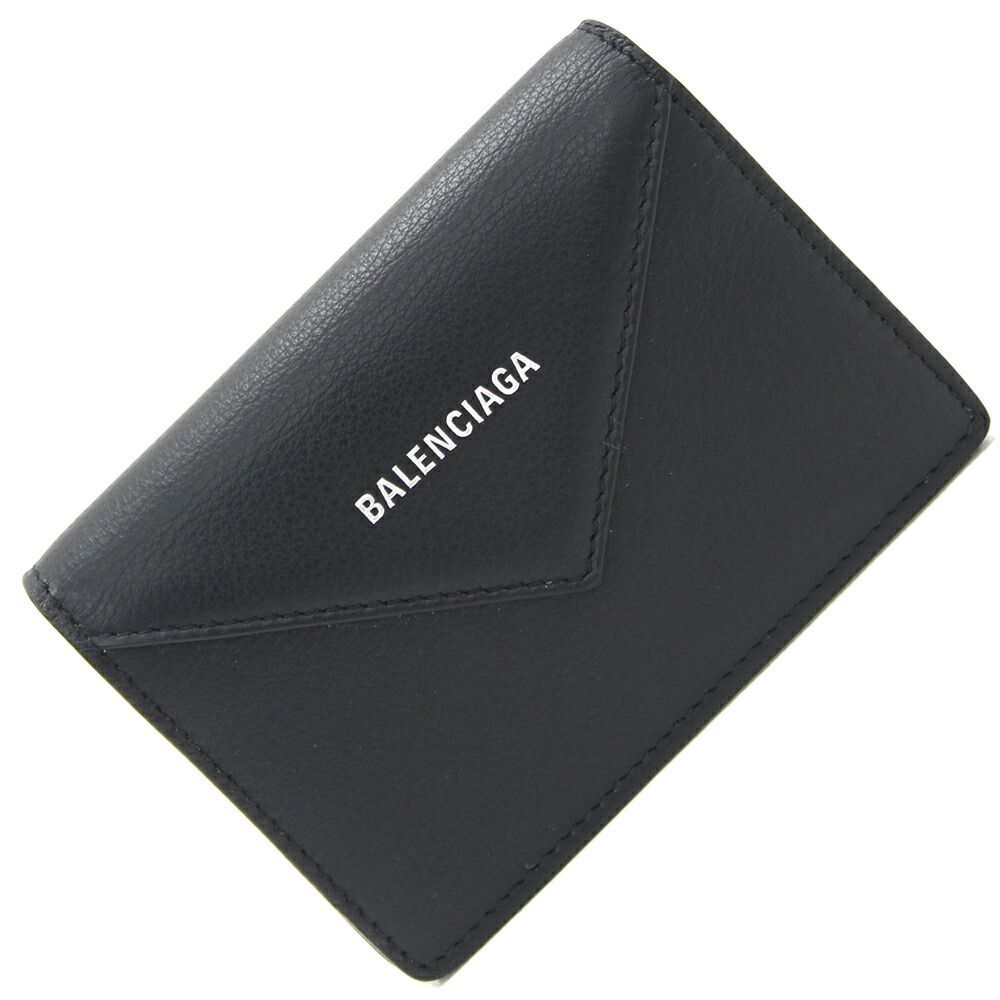 バレンシアガ 名刺入れ ペーパー 505238 ブラック レザー 中古 カードケース 定期入れ BALENCIAGA