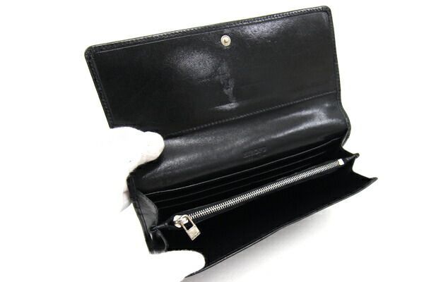 Hirofu folding in half long wallet black leather used long wallet purse black lady's woman woman HIROFU