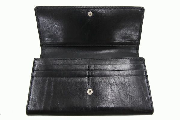  Hirofu folding in half long wallet black leather used long wallet purse black lady's woman woman HIROFU