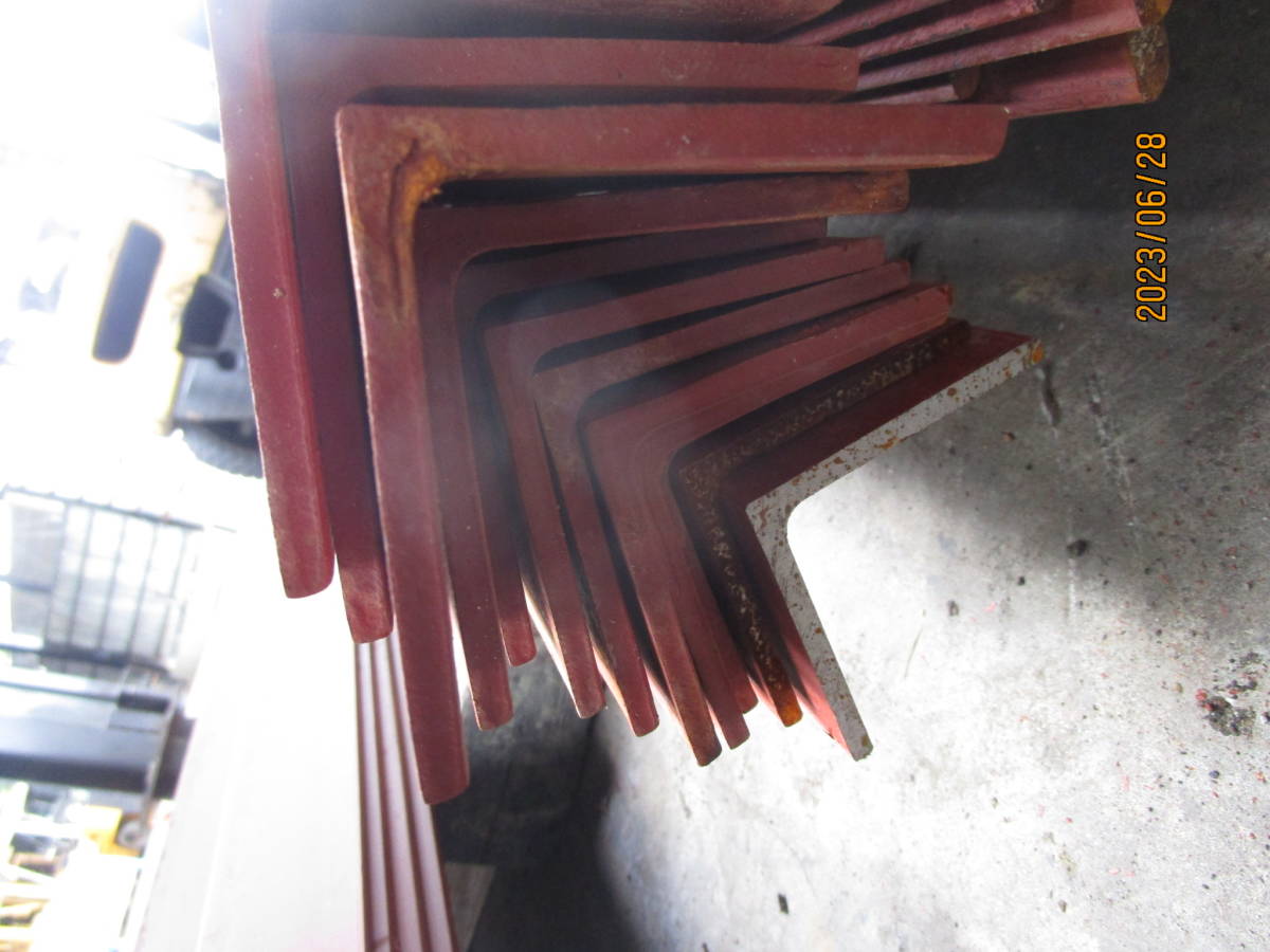  oil .N1450 Fukuoka from angle L type steel 75.×75. thickness 6. length 3m 28 pcs set mountain type steel steel material used DIY material welding processing anticorrosive painting ironworking 