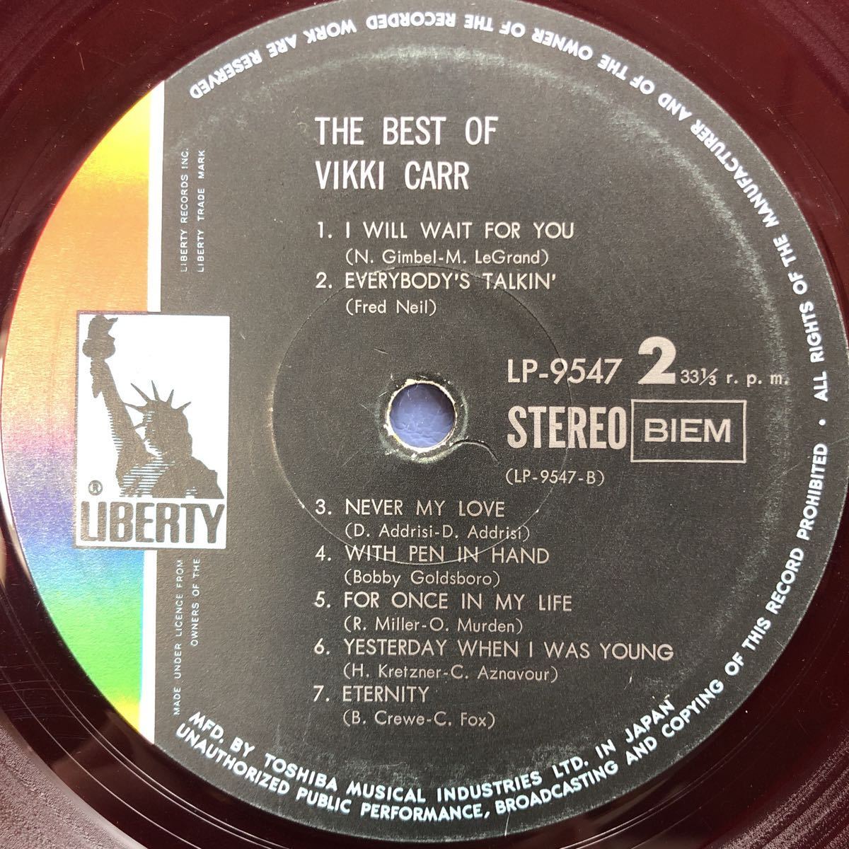 Vikki Carr ザ・ベスト・オブ・ヴィッキー・カー 赤盤 帯付LP 見開きジャケライナー レコード 5点以上落札で送料無料P_画像7