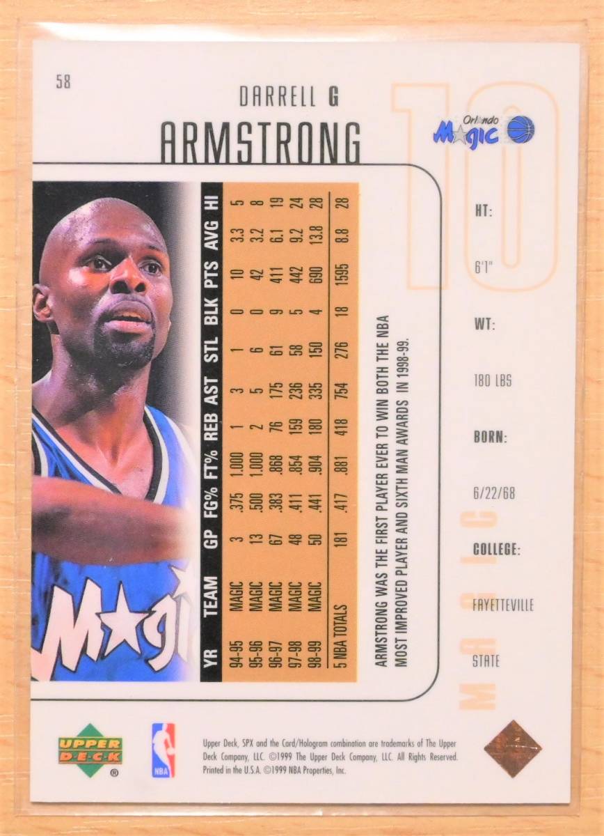 DARRELL ARMSTRONG (ダレル・アームストロング) 1999 SP TOPPS FINEST トレーディングカード 58 【NBA,オーランドマジック,ORANDO MAGIC】_画像2