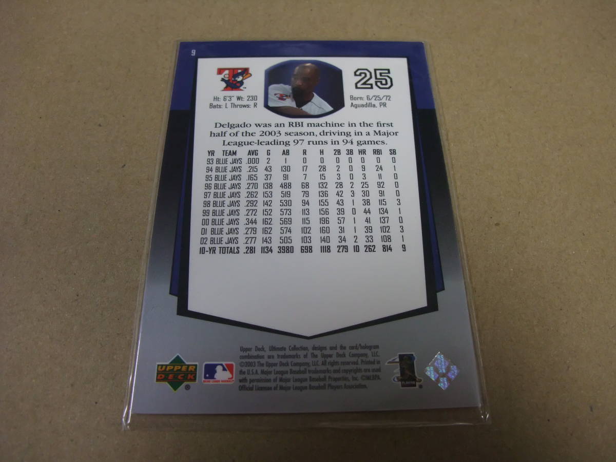 2003 9 CARLOS DELGADO カルロス・デルガド 411/850 ULTIMATE COLLECTION アッパーデック UPPERDECK UD_画像2