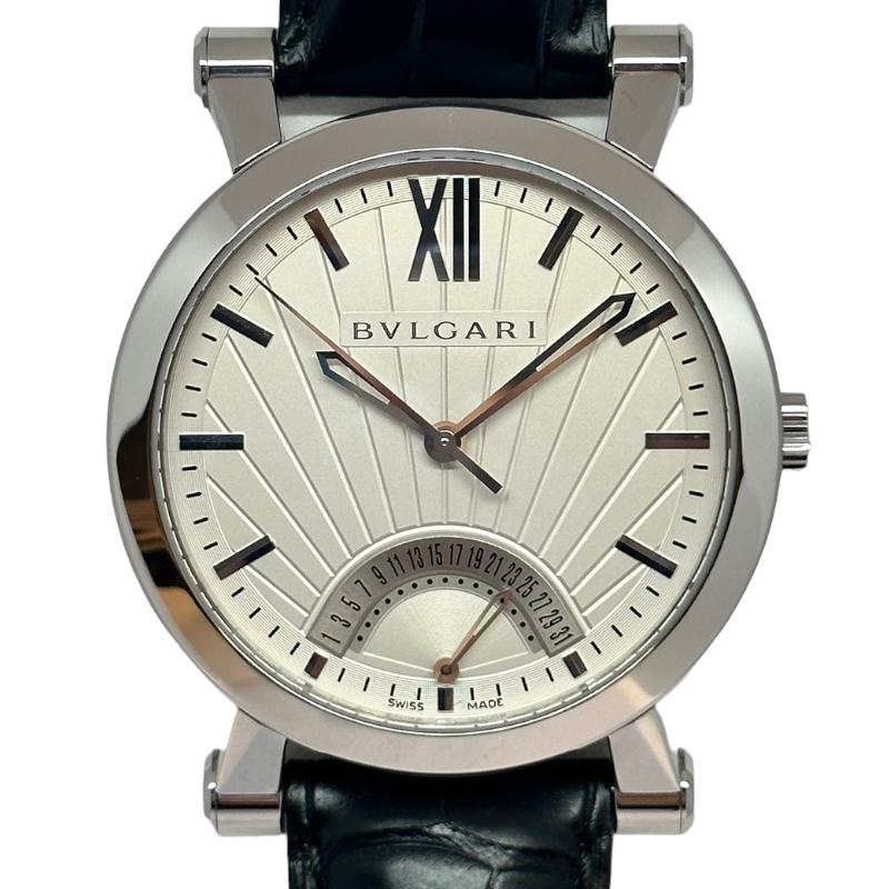 ブルガリ BVLGARI ソティリオ レトログラード ブルガリ創業125周年記念モデル シルバー文字盤 SB42SDR 腕時計 メンズ 中古_画像2