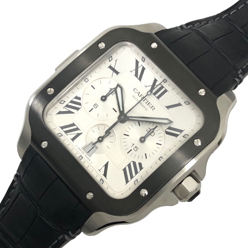 カルティエ Cartier サントスドゥカルティエXL WSSA0017 シルバー文字盤 腕時計 メンズ 中古