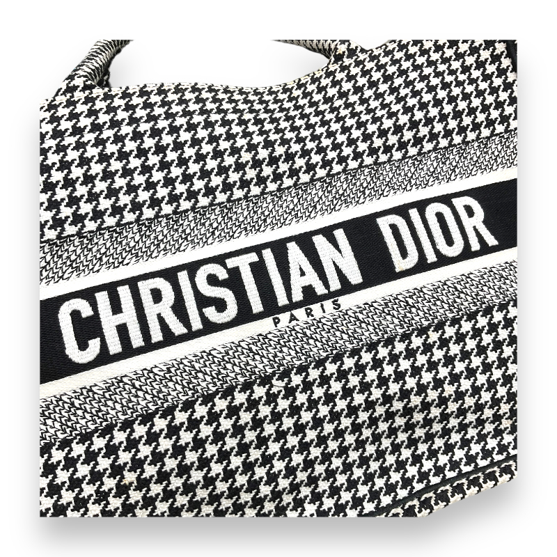 クリスチャン・ディオール Christian Dior ブックトート ミディアム 千鳥格子 ホワイト×ブラック トートバッグ レディース 中古_画像9