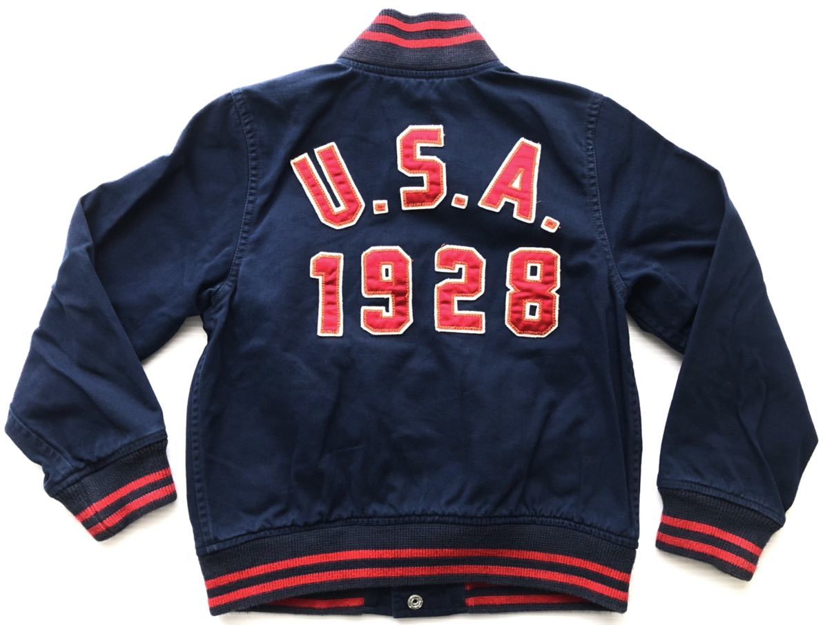 ポロ ラルフローレン キッズ130 スタジャン USA1928 R28 子供服　　ビッグロゴ デカロゴ ワッペン ロゴボタン Polo Ralph Lauren 柳6406_画像1