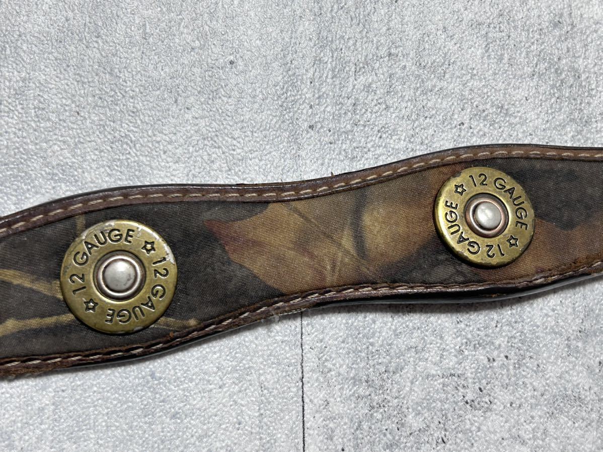 大きいサイズ ノコナ レザー コットン ベルト 12 GAUGE 刻印 メタル　　装飾 アメリカテキサスブランド NOCONA 12ゲージ装飾 弾薬 柳7918_画像6