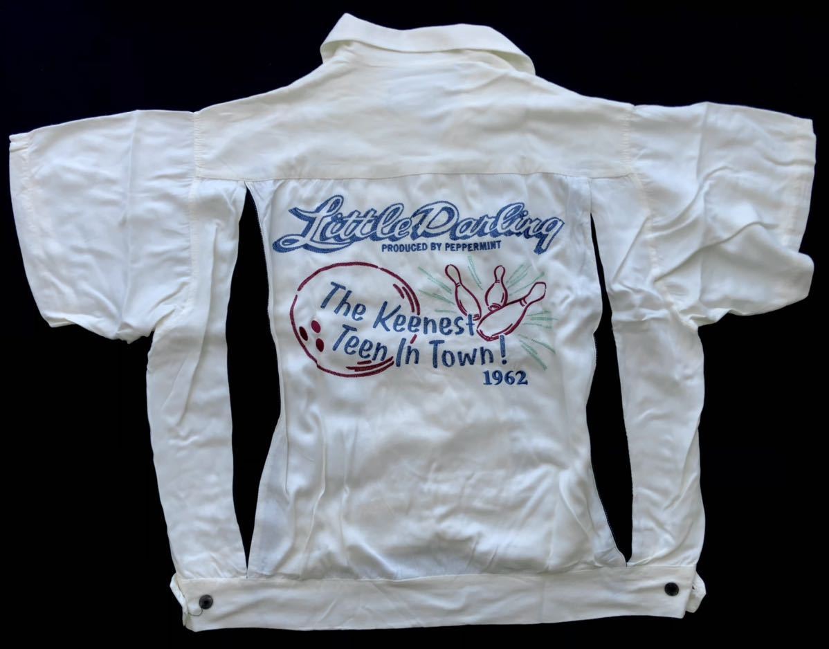 美品 90s 当時物 ペパーミント ボーリングシャツ 刺繍 ビンテージ　　90年代 ヴィンテージ vintage PEPERMINT ロカビリースタイル 柳5797