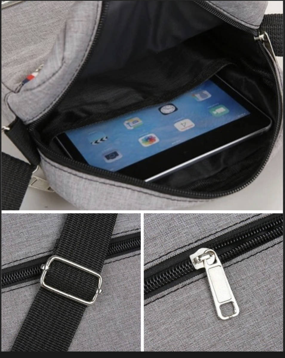 バッグ ショルダーバッグ メンズバッグ キャンバス レザー 革 収納 軽量 アウトドア カバン 鞄 斜めがけ ハンドバッグ 黒 2の画像7