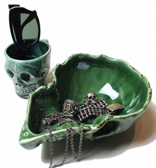  новый товар ограниченный выпуск VISE красный tail & BLACKBOOTS керамика керамика Skull череп .. plate глубокий тарелка миска Oribe ( зеленый ) REDTAIL тиски Seto предмет 