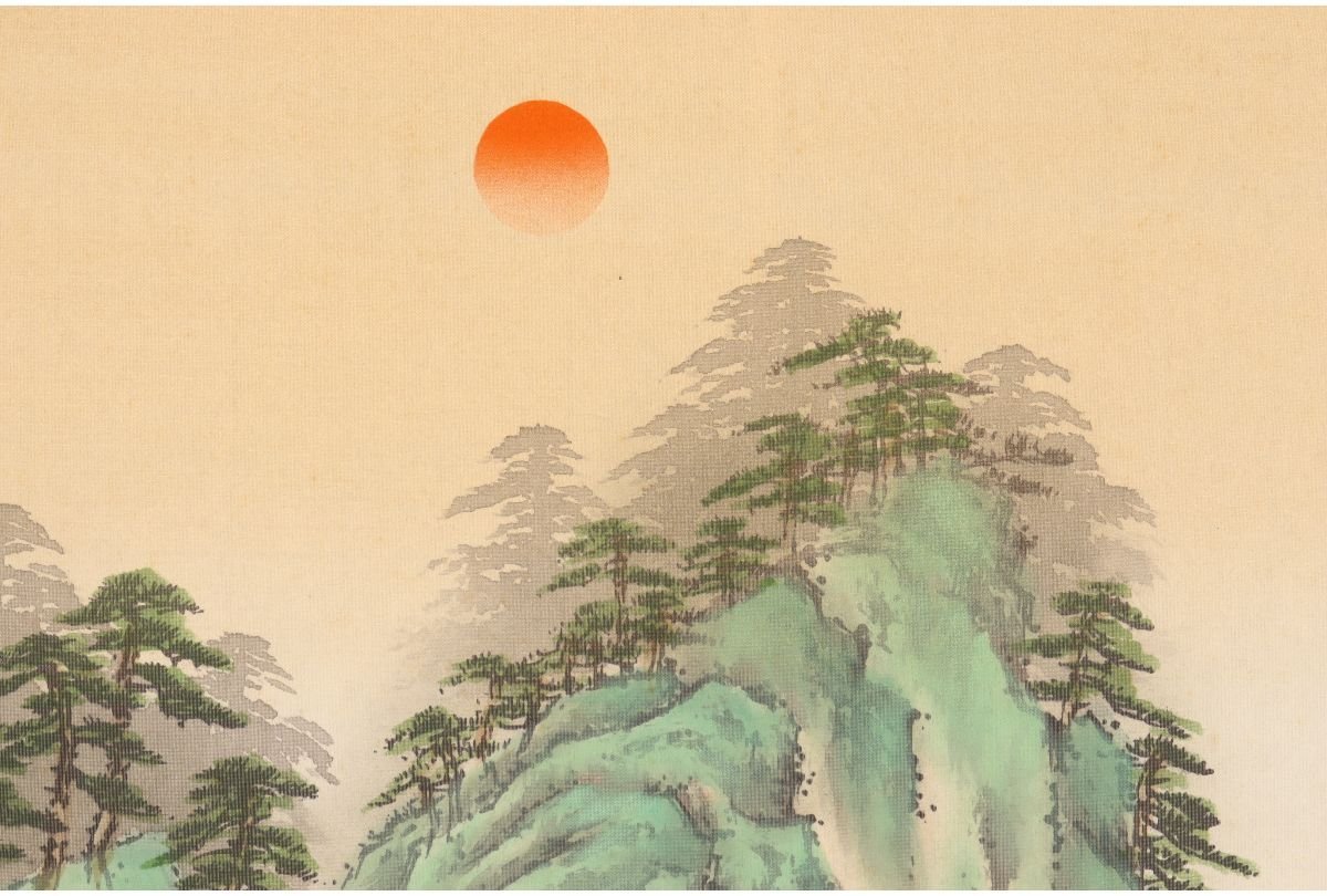 [ guarantee wistaria ] genuine work guarantee / pine . old snow [.. mountain ]/ also box /C-392 ( search ) antique / hanging scroll / picture / Japanese picture / ukiyoe / paper ./ tea ./ old ./ water ink picture 