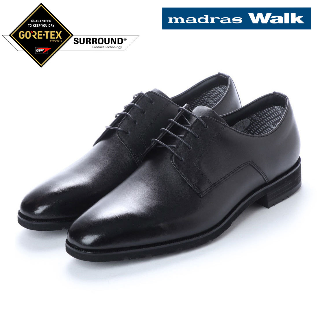 ▲madras Walk マドラス プレーントゥ ビジネス シューズ ゴアテックス MW5631S 防水 ブラック Black 黒 26.5cm (0910010288-bk-s265)_画像1