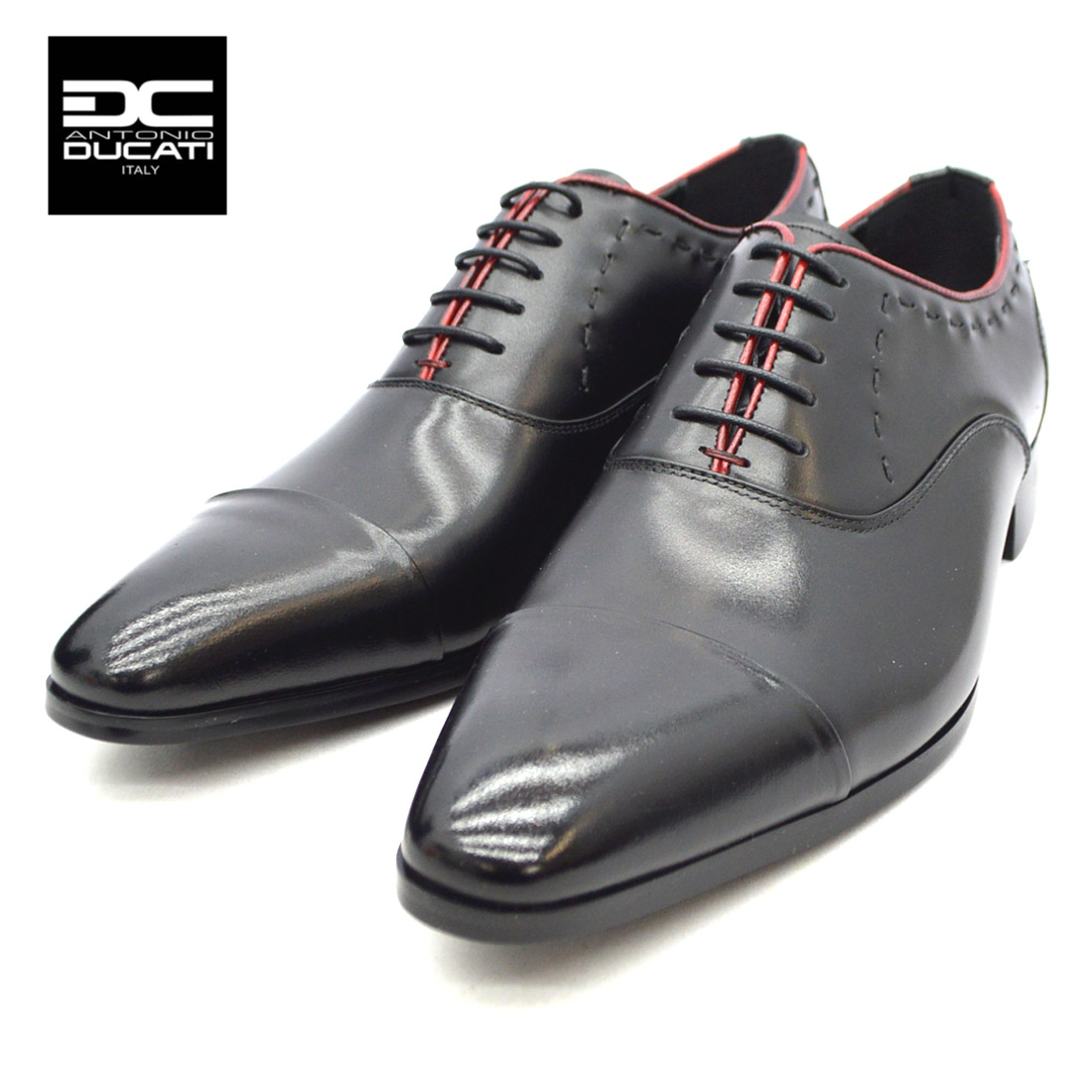 ▲ANTONIO DUCATI アントニオ ドゥカティ ストレートチップ ビジネス シューズ 1290 紳士靴 ブラック Black 24.5cm (0910010435-bk-s245)