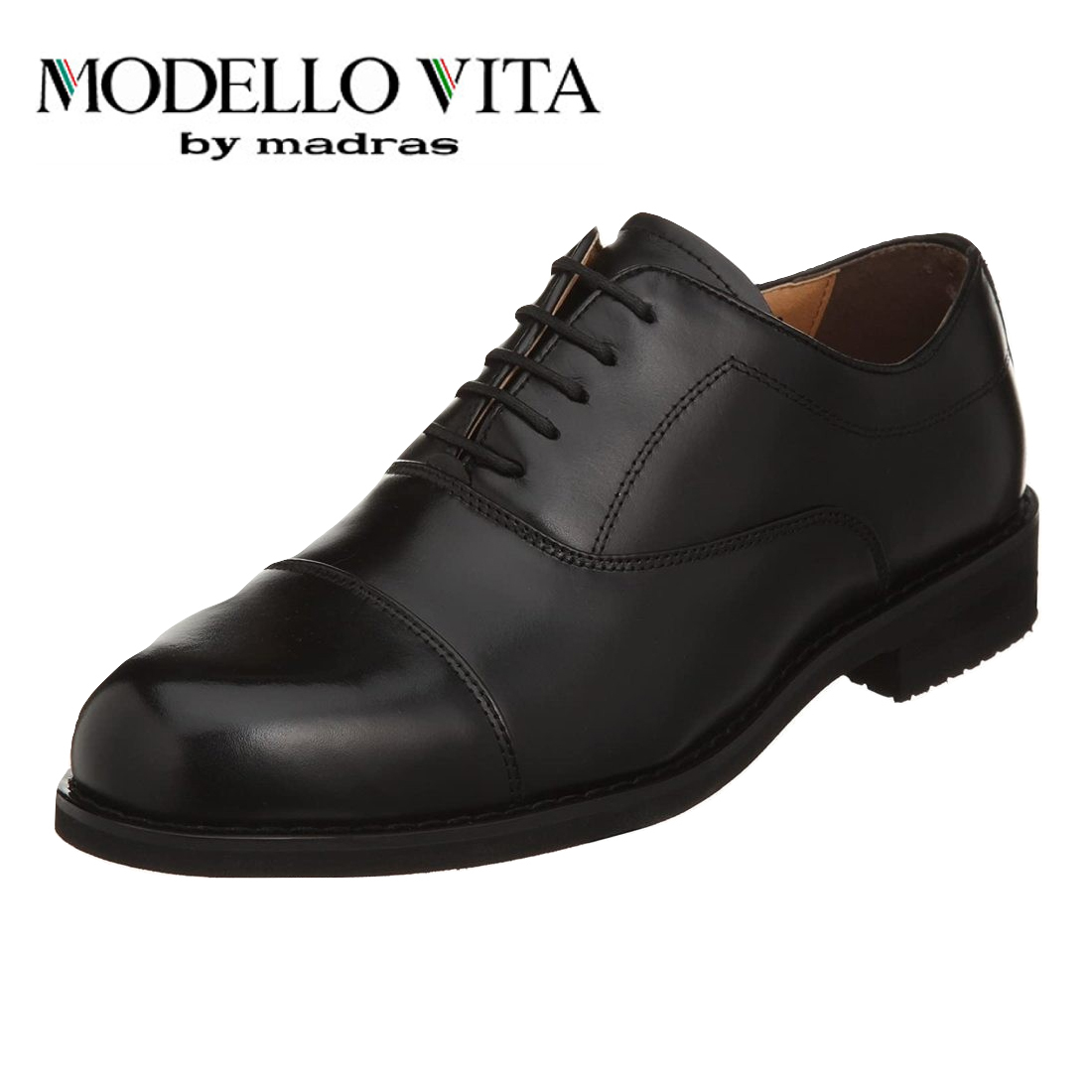 ▲MODELLO VITA モデーロ ビータ ストレートチップ ビジネス 革靴 幅広 撥水 4E VT5574 ブラック 25.5cm (0910010517-bk-s255)