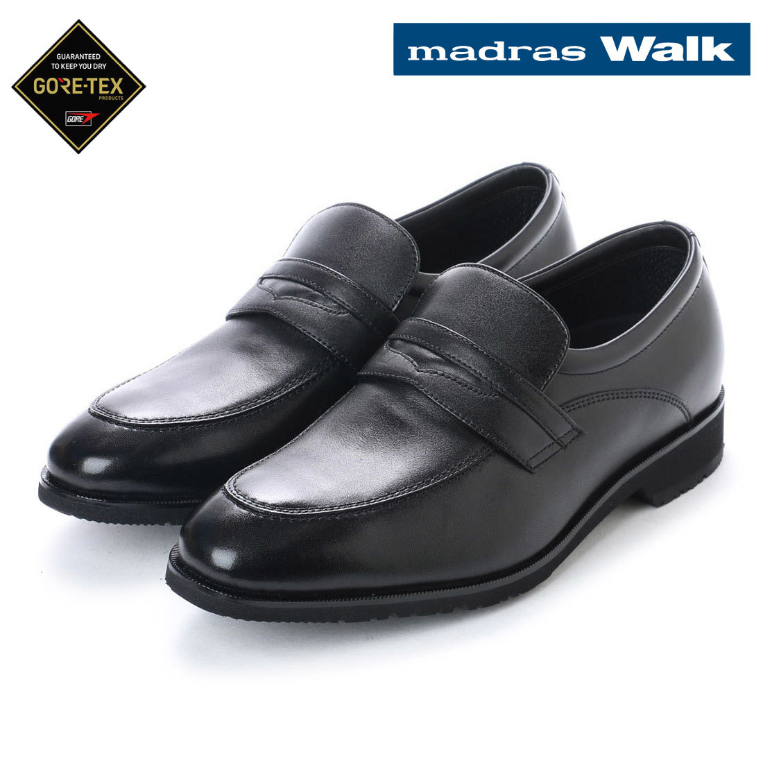 ▲madras Walk マドラス ローファー ビジネス シューズ ゴアテックス MW8004 防水 ブラック Black 黒 27.5cm (0910010298-bk-s275)