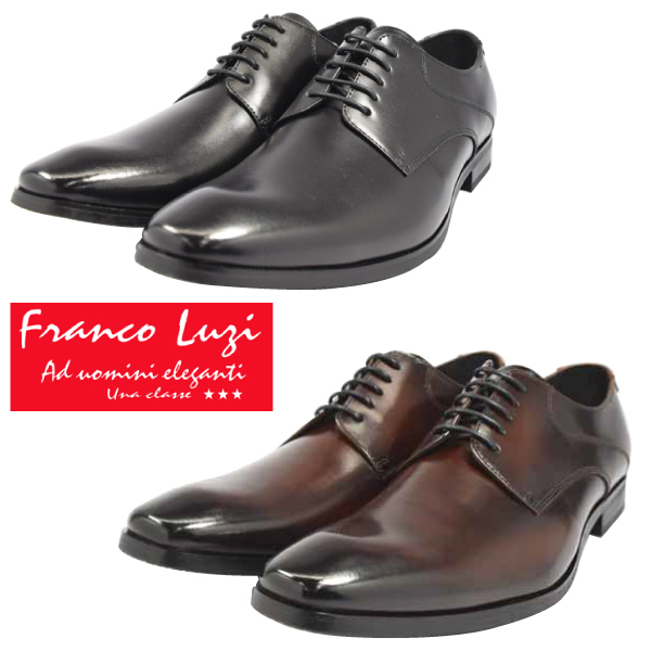 ▲FRANCO LUZI 2750 ビジネスシューズ プレーントゥ 外羽根 本革 革靴 ブラック Black 26.5cm (0910010134-bk-s265)