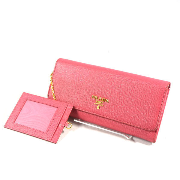 ■ プラダ 二つ折り長財布 サフィアーノレザー ピンク 1MH132 (0990009525)