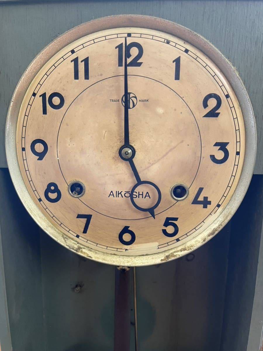 QW1796 ビンテージ アイチの時計？ 振り子 古時計 ゼンマイ 柱時計 保管品 レトロ アンティーク 動作確認済 の画像3