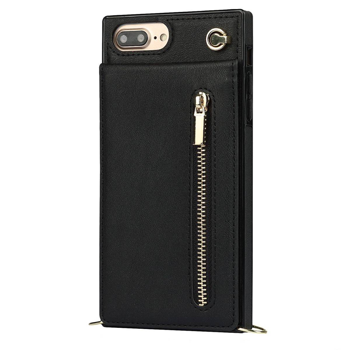 iPhone SE3 case iPhone SE2 leather case iPhone 7/8 case iPhone7ka Barker do storage change purse . with strap . shoulder ..black