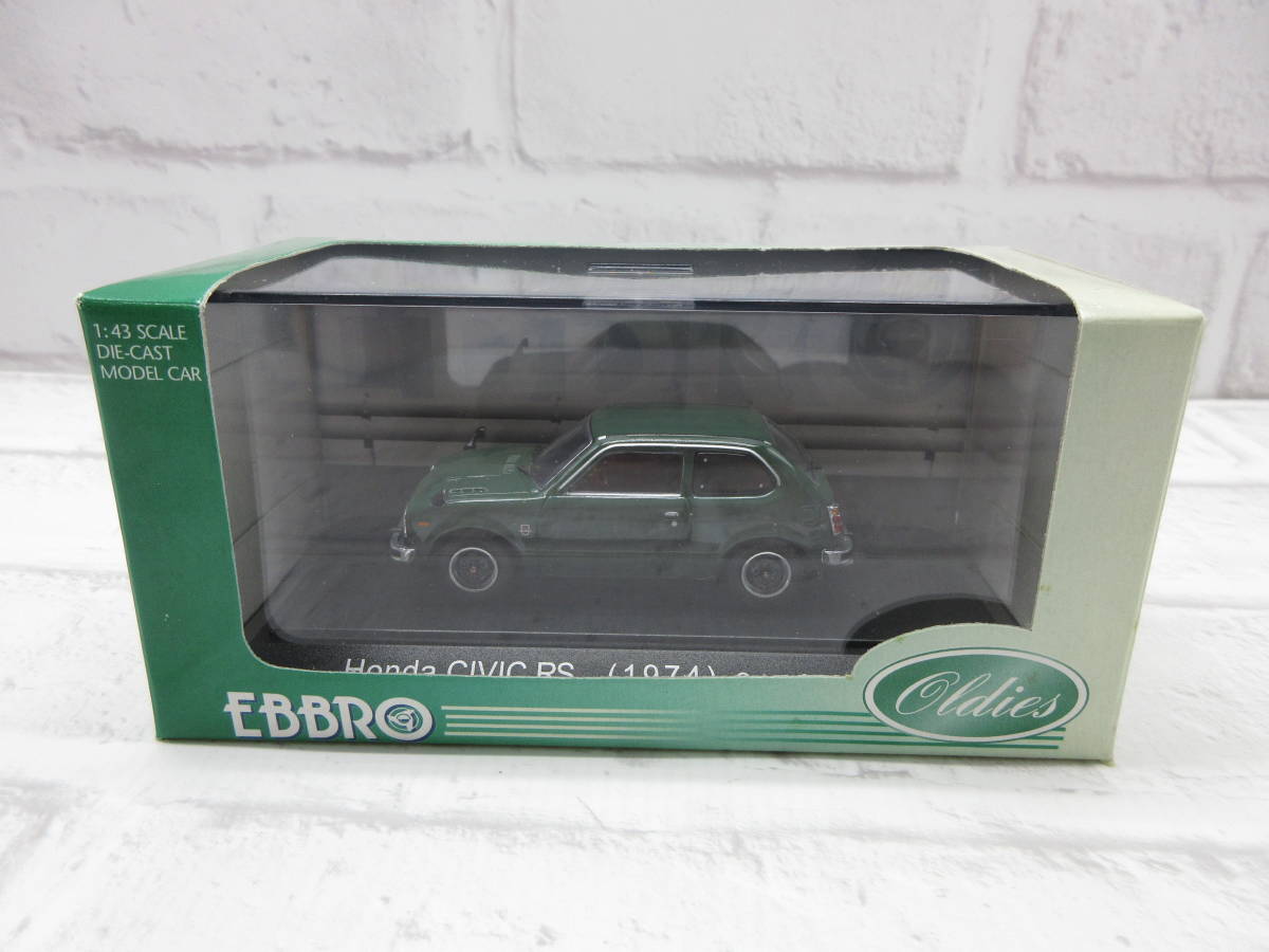 ミニカー　1/43　エブロ　ホンダ　シビックRS　CIVIC RS　グリーン　モデルカー