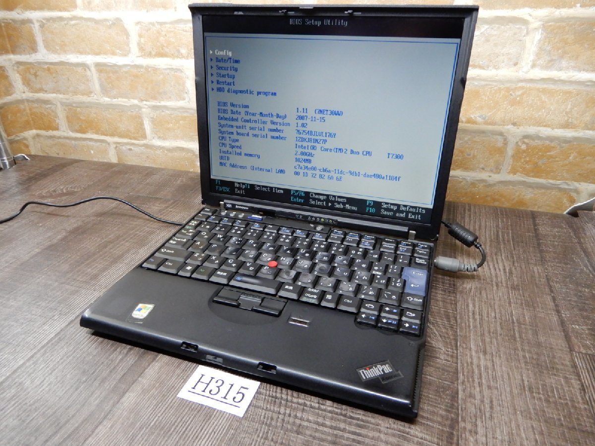 Ｈ315☆希少品★Core2-T7300★120GBハードディスク★メモリ1GB★12TFT液晶ノートパソコン★Lenovo★ThinkPad X61★ジャンク_画像2