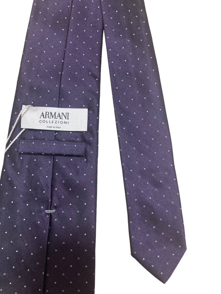 【新品未使用 タグ付き 即日発送】アルマーニコレツォーニ ネイビー ドット レギュラー ネクタイ ARMANI COLLEZIONI_画像2