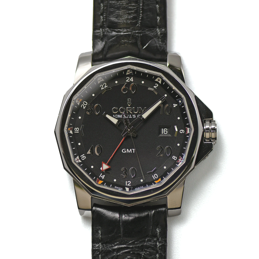 コルム CORUM アドミラルズカップ GMT オートマティック 383.330.20/0F81 AN12 自動巻 SS/レザー メンズ 紳士用 男性用 腕時計 中古