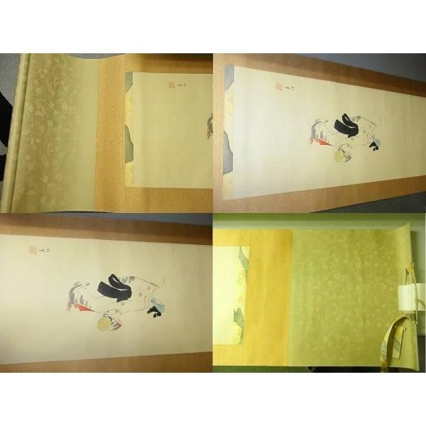 文化勲章 上村松園 掛軸 日本画 絵 【盆踊之図】 文化勲章 上村松園 掛軸 日本画 絵 【盆踊之図】