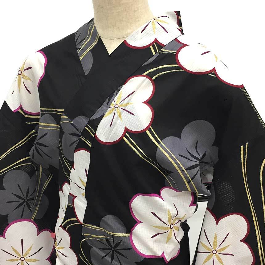  capital .I446 yukata cotton 100% plum . water writing sama tall size black ground. yukata summer kimono adult woman. yukata summer ...YUKATA brand new beautiful goods 