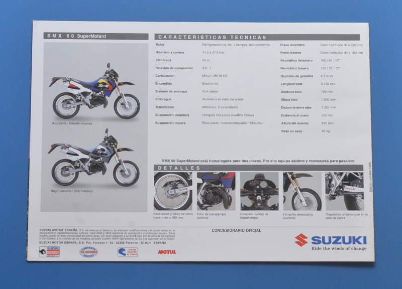 スズキ　スーパーモタード　SMX　SUZUKI　SUPERMOTARD　海外向けモデル　1999年10月　スペイン語表記　カタログ【S輸2000-14】_画像3