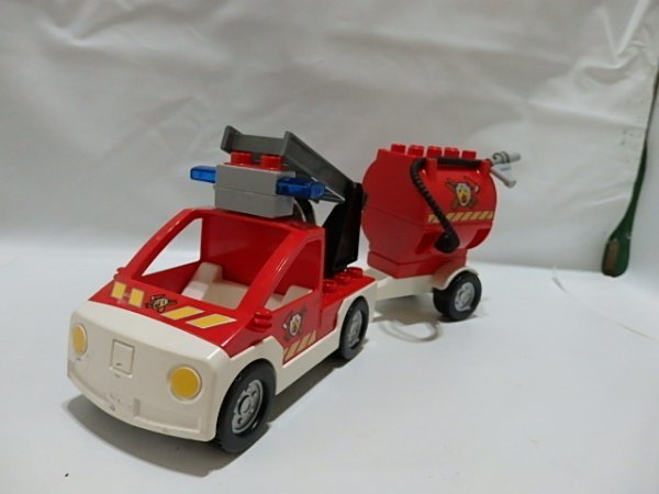 #2009 Lego Duplo транспортное средство машина пожарная машина тяга / лестница / шланг / бак /pa карты #.....