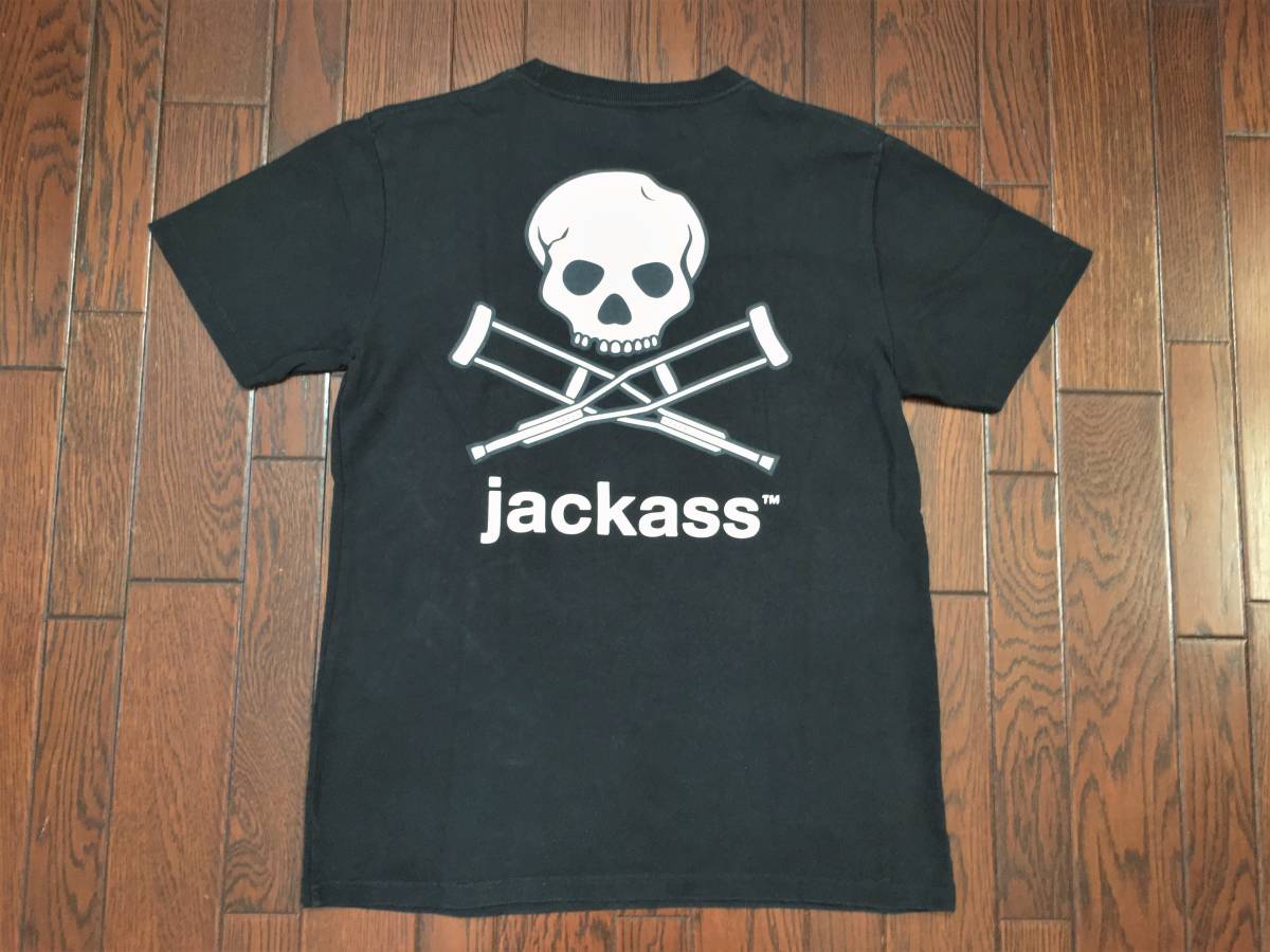 ジャッカス クルー ＪＡＣＫＡＳＳ ＣＲＥＷ Ｔシャツ Ｍ 黒 ブラック ＭＴＶ スカル ドクロ クロス松葉杖_画像4