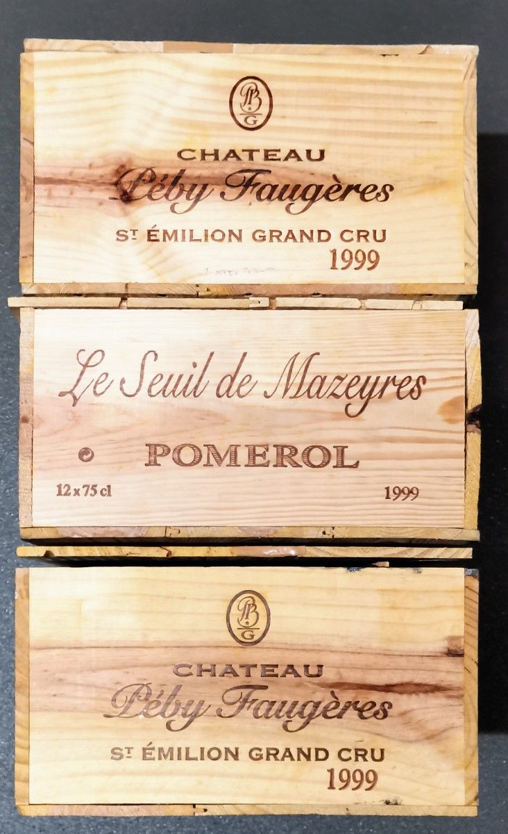 フランスボルドーワイン 1999年 木箱３/ シャトー ペビー フォジェール２ ル スイユ ド マゼイル１ ウッドケース レア品｜PayPayフリマ