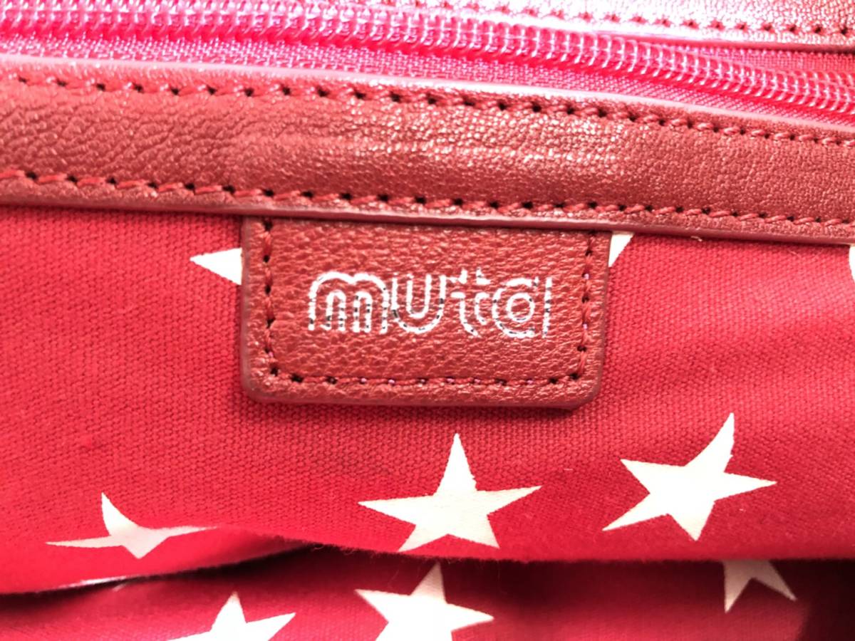 [1日元展] MUTA Muta No. 8標準紅色紅色皮革單肩包 原文:[1円出品]　MUTA　ムータ　Ｎｏ.8 　定番　赤　レッド　レザー　ショルダーバッグ
