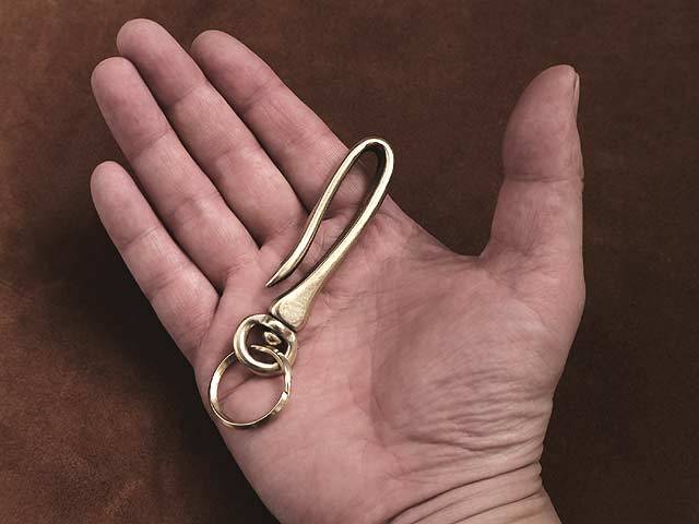  brass brass tsuli burr hook key ring rotary ( large size ) Gold double ring key holder belt loop key hook key chain 