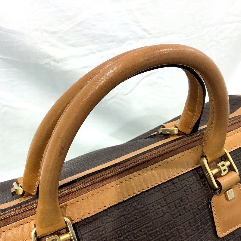 BALLY バリーミニボストンバッグ PVC レザー ハンドバッグ トートバッグ ブラウン BAG【中古】KB-7337_画像4