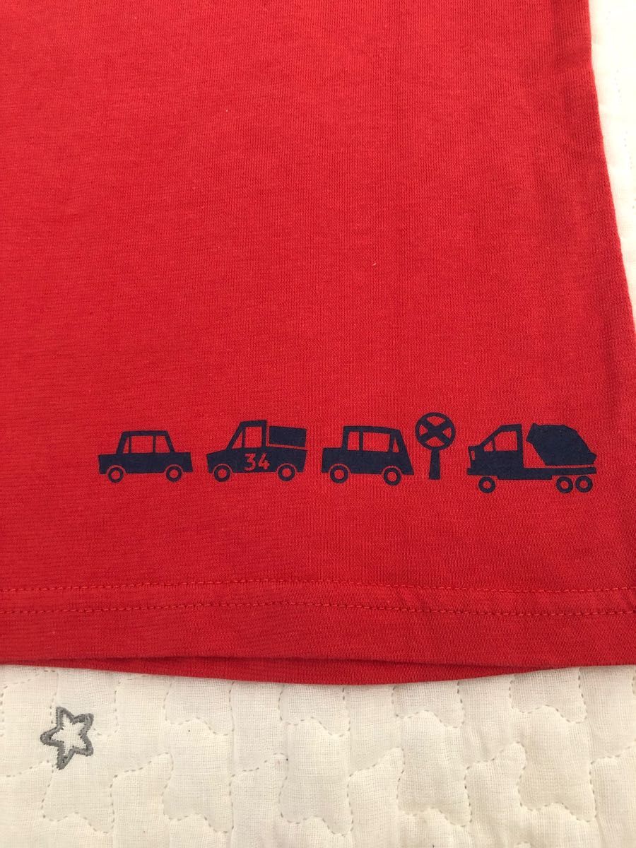 新品　3can4on  サンカンシオン　 半袖Tシャツ　90cm  電車　車　トラック　赤色　男の子