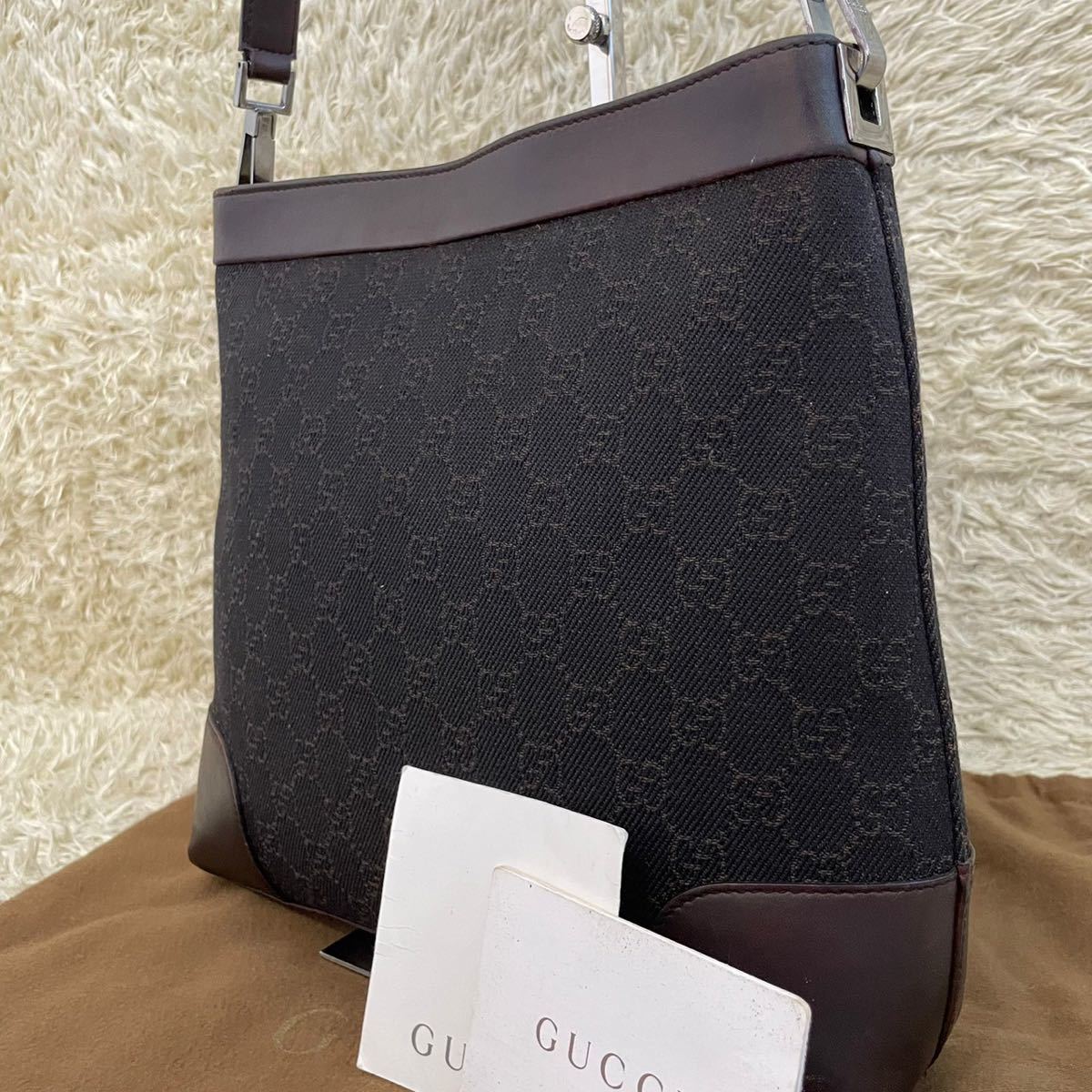 GUCCI グッチ シマ レザー GG ワンショルダー トートバッグ-