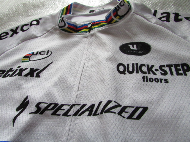 USED 引っ掛け有り 半袖 サイクル ジップ ジャージ SPECIALIZED サイクリング ジャケット ホワイト系 Lサイズ の画像2