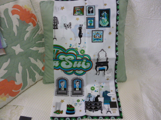 * unused ANNA SUI* Anna Sui handkerchie large size green anti-bacterial deodorization processing 