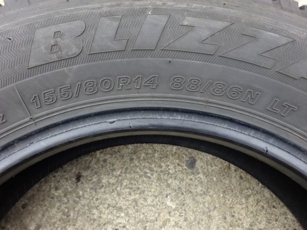 155/80R14　88/86N　ブリヂストン　BLIZZAK　VL1　中古スタッドレス　４本　（300804）_画像6