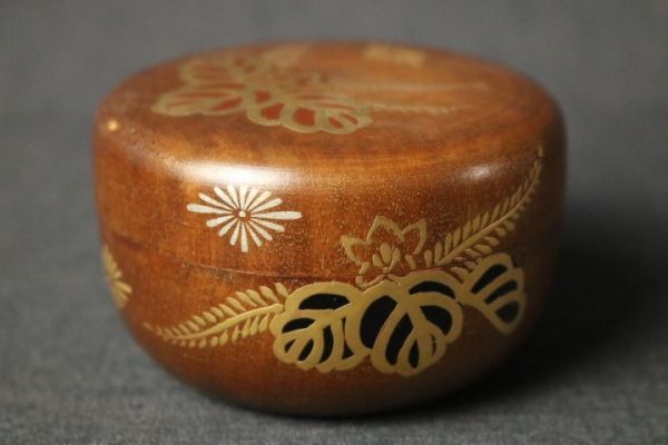 茶道具蒔絵桐紋平棗高さ4.9cm 直径7.8cm◇茶入/茶壷/茶心壺/茶筒/茶器