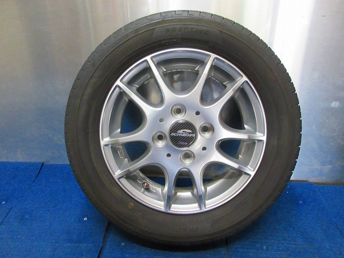 ★8.5分山★21年製★ PRACTIVA 155/65R13 社外ホイール 13×4J +42 4H-100 4本セット 軽自動車等 D1144の画像4