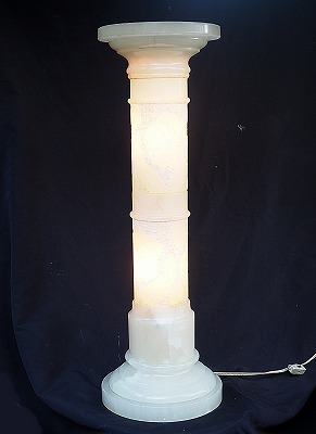 大理石 ロココ調 模様彫刻 クラシック 中古品 ランプ台 花台 飾り台 フラワーベース オブジェ台 高71cm