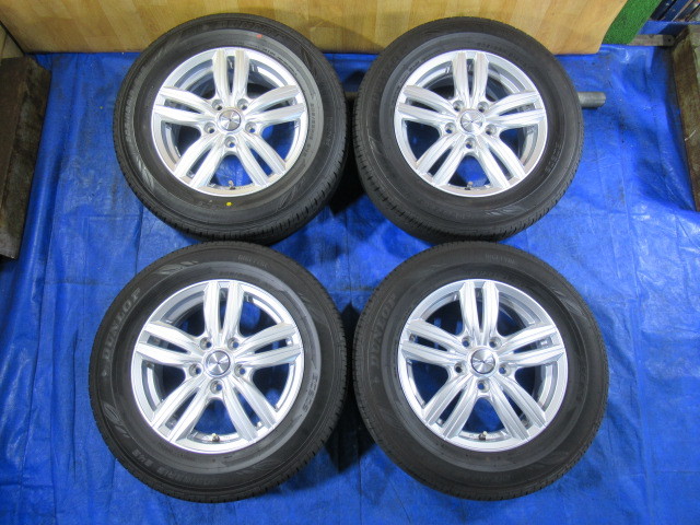 激安即決！美品 weds 15-6J 5H/114.3 ET53 + DUNLOP 205/65R15 2021/22年中古4本 ストリーム エスティマ カムリ ステップワゴン等！T007180の画像1