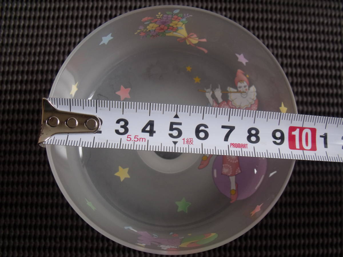 昭和レトロ　ガラス　足つきデザート皿　5個セット　ピエロ　メルヘン　使用感あり　長期自宅保管品_画像6