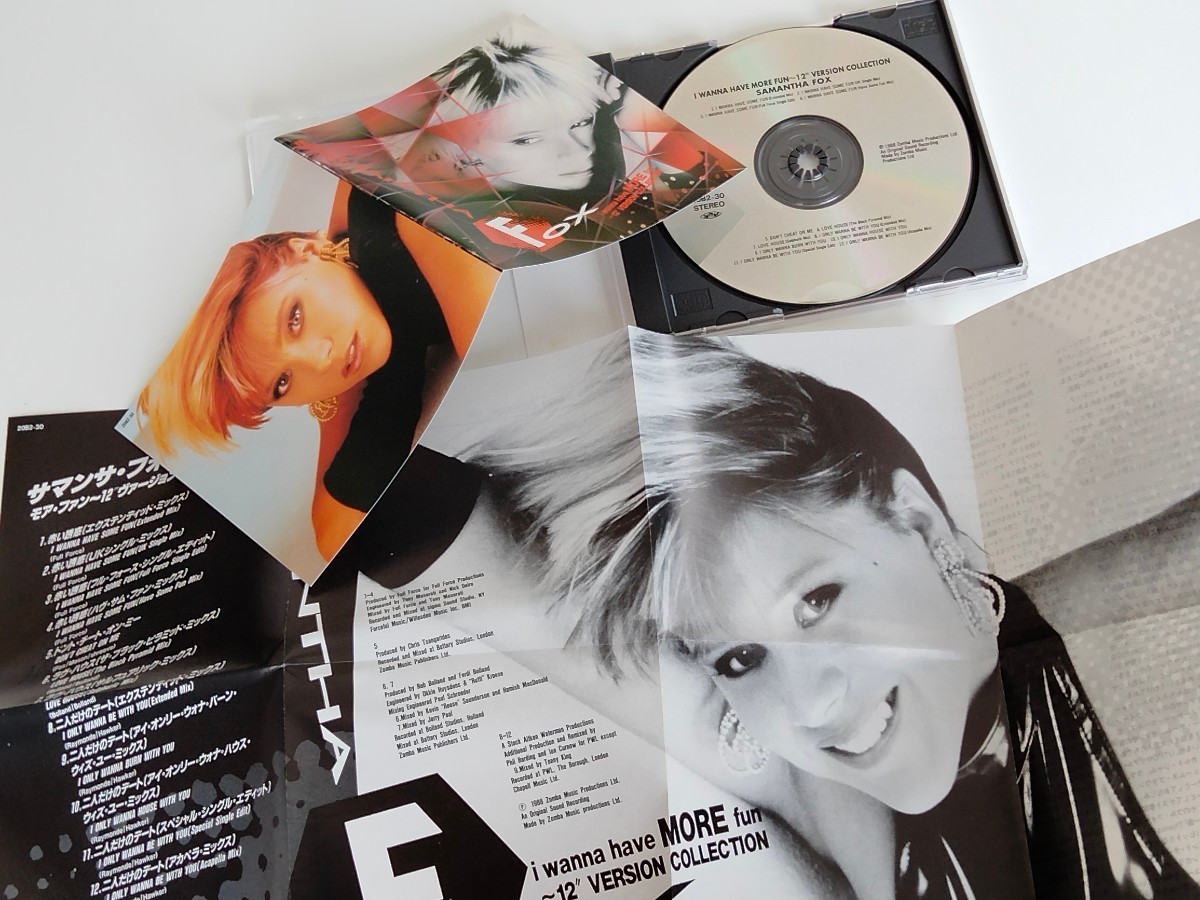 【日本限定盤/帯定着維持美品】Samantha Fox / モア・ファン i wanna have MORE fun~12'VERSION COLLECTION 帯付CD 20B2-30 88年CSR刻印盤_画像4