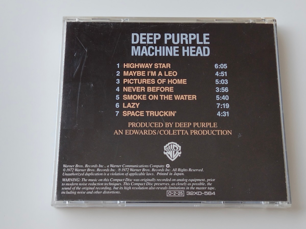 【32XD品番/87年旧規格盤/マト1】Deep Purple / Machine Head CD ワーナー 32XD-564 72年名盤,Ritchie Blackmore,Gillan,Glover,Lord,Paice_画像2